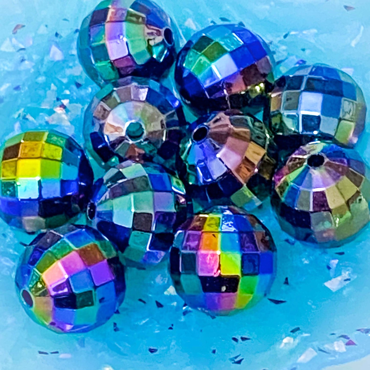 JUMBO Acrylic BEADS 15mm to 22mm- PAVE DISCO DUCK CRACKLE
