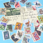 set of vintage style postage stamp stickers featuring birds, animals and plants on matte paper for journalling and scrapbooking