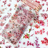 PINK CHERRY BLOSSOM Stickers on Clear Plastic