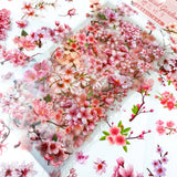 PINK CHERRY BLOSSOM Stickers on Clear Plastic