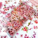 PINK CHERRY BLOSSOM Stickers on Clear Plastic