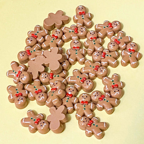 mini small 14mm resin gingerbread man men flatback flat back fb fbs flatbacks embellishment festive christmas uk cute kawaii craft supplies shop store brown little tiny glossy resins 