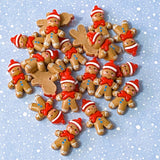 gingerbread ginger bread man men resin flatback flat back fb fbs embellishment christmas festive resins uk cute kawaii craft supplies shop brown red white santa hat hats bow bargain 