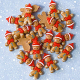 gingerbread ginger bread man men resin flatback flat back fb fbs embellishment christmas festive resins uk cute kawaii craft supplies shop brown red white santa hat hats bow bargain 