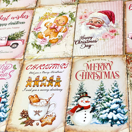 pretty vintage retro feel vibe victorian traditional pink sepia brown postcard postcards christmas festive santa claus father tree snowmen snowman gingerbread man men truck tree hot chocolate cocoa pretty stationery card cards post uk planner addict supplies shop store.