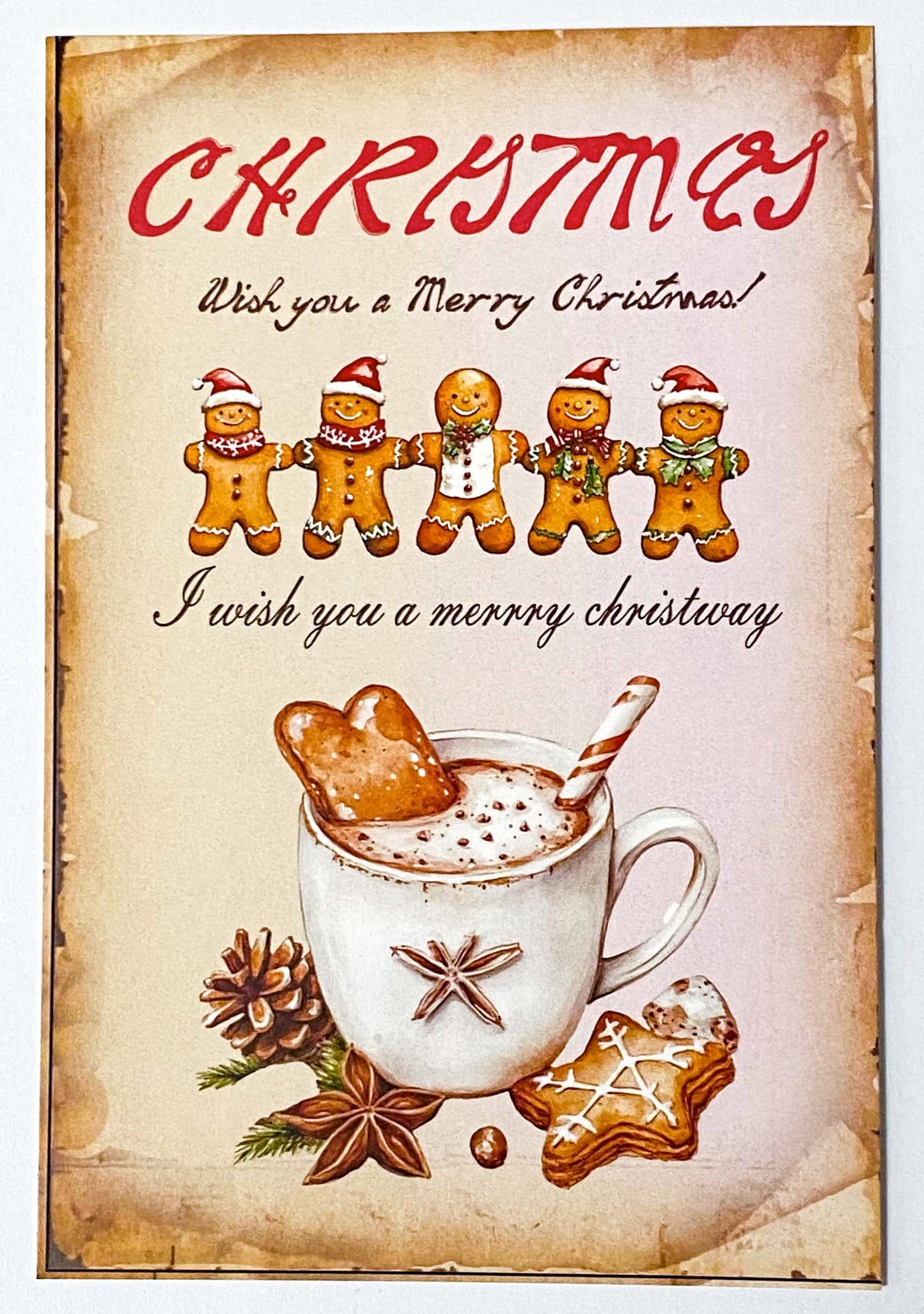 pretty vintage retro feel vibe victorian traditional pink sepia brown postcard postcards christmas festive santa claus father tree snowmen snowman gingerbread man men truck tree hot chocolate cocoa pretty stationery card cards post uk planner addict supplies shop store.