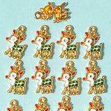 reindeer deer reindeers gold tone metal enamel enamelled charm charms pendant pendants uk cute kawaii craft supplies shop store winter christmas festive 20mm chunky red and green rudolph