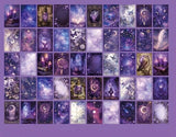 purple celestial scrapbook paper and vellum mini book with moon, butterflies and vintage clock designs