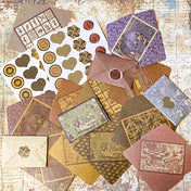 retro vintage alice in wonderland halloween style envelope kit to make your own decorative mini envelopes with paper and sticker seals