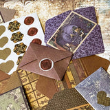 retro vintage alice in wonderland halloween style envelope kit to make your own decorative mini envelopes with paper and sticker seals