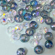 faceted sparkly 8mm glass crystal bead beads clear transparent ab iridescent aurora borealis uk cute kawaii grey dusky  smoky big crafts craft supplies shop store