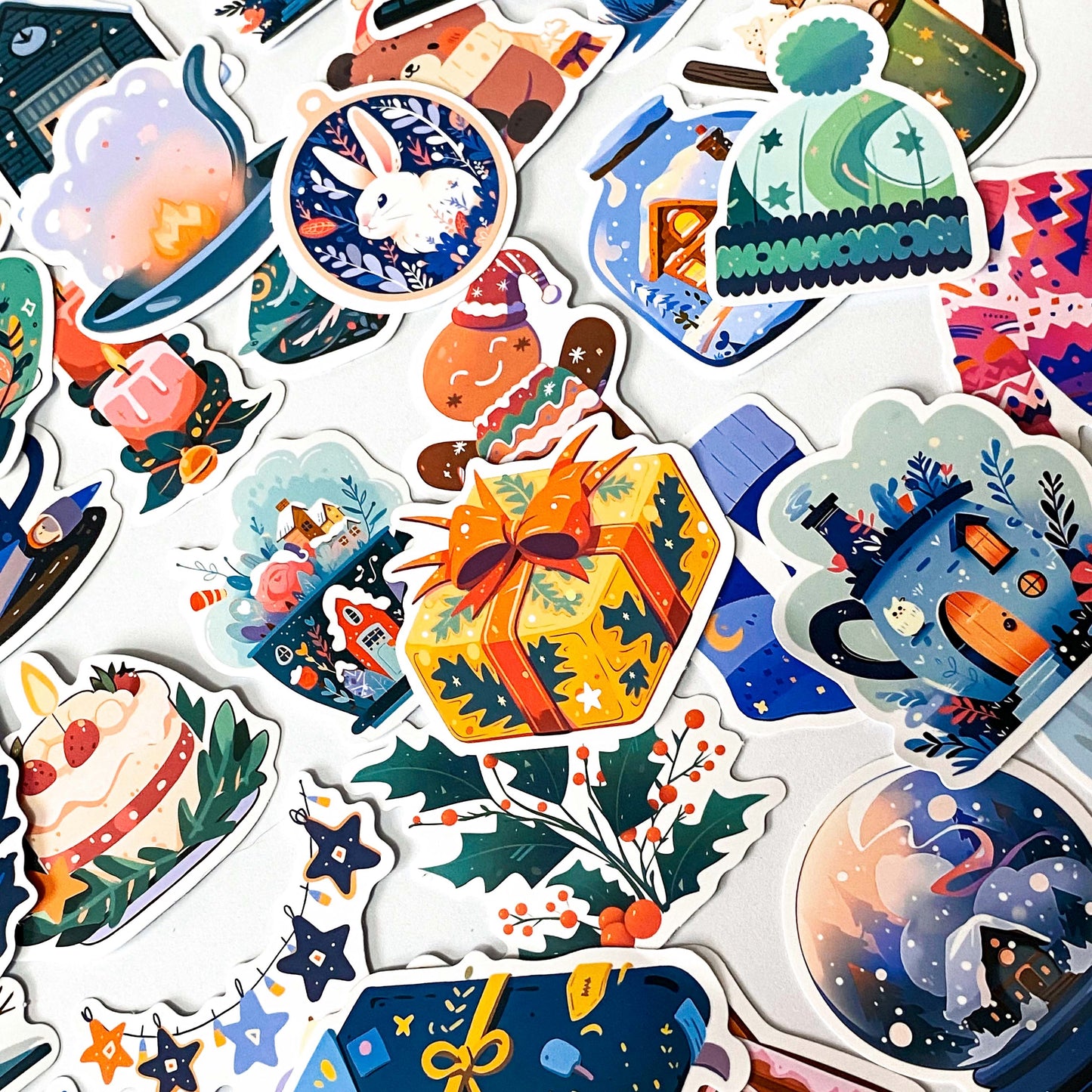 cosy happy hygge christmas retro festive laptop sticker stickers set stationery shop store uk cute kawaii colourful gift gifts set house gingerbread food drink clothes fun