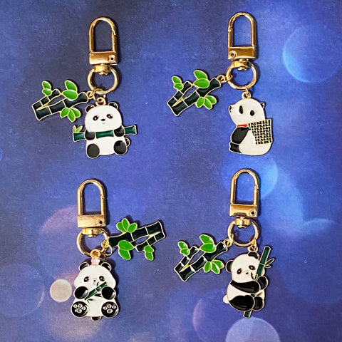 panda pandas enamel metal gold golden key ring keyring keyrings keychain clip clips bag charm charms cute kawaii gift gifts uk stocking filler fillers lover bamboo green black white