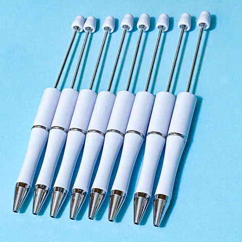 pure white solid colour pen  pens base bases blank blanks for making beaded make your own stationery black fineline ballpoint ink uk cute kawaii craft supplies shop store fun gift gifts plain