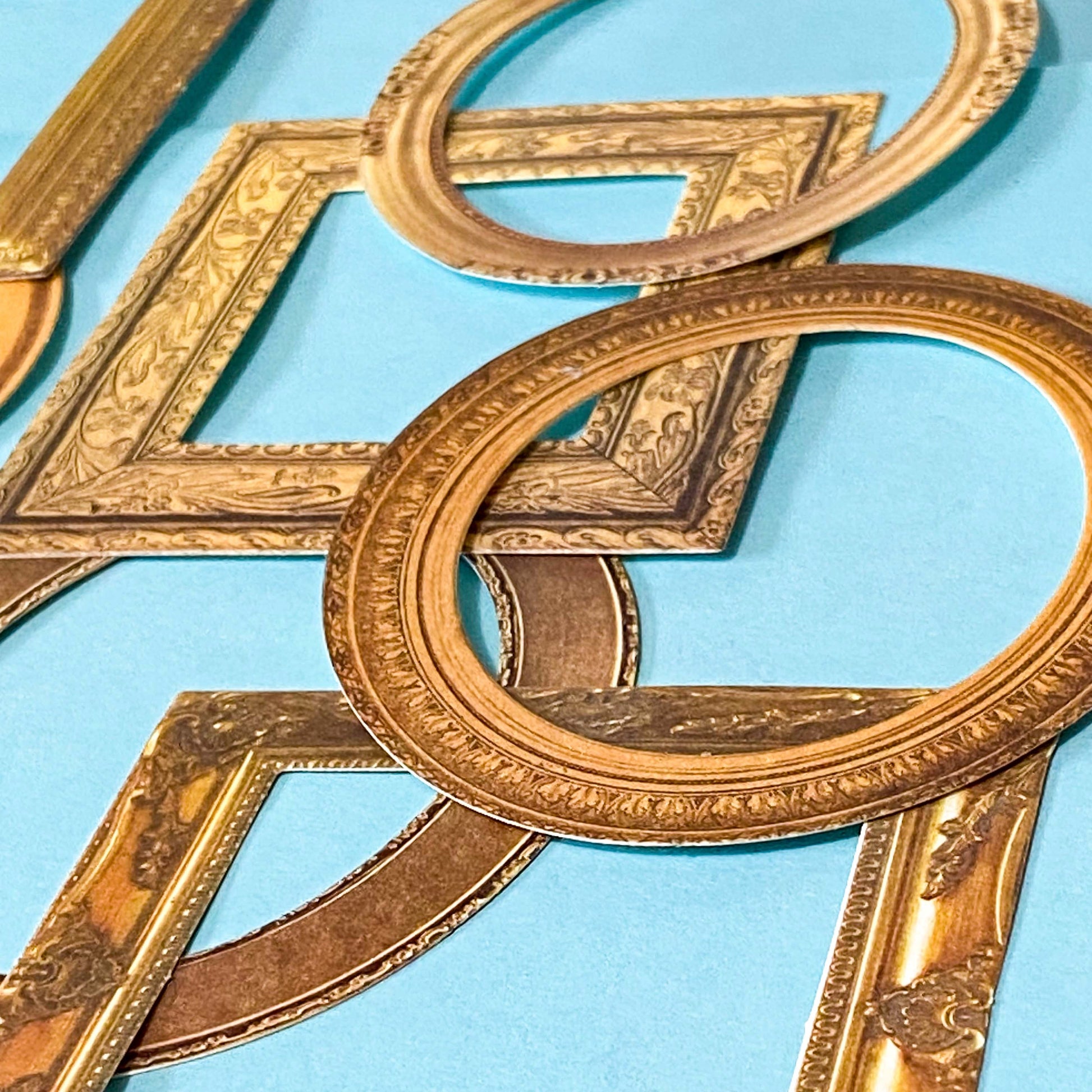 vintage ornate gold frame die cut ephemera set of 10 wrapped in kraft belly band with wax seal for journalling and scrapbooking