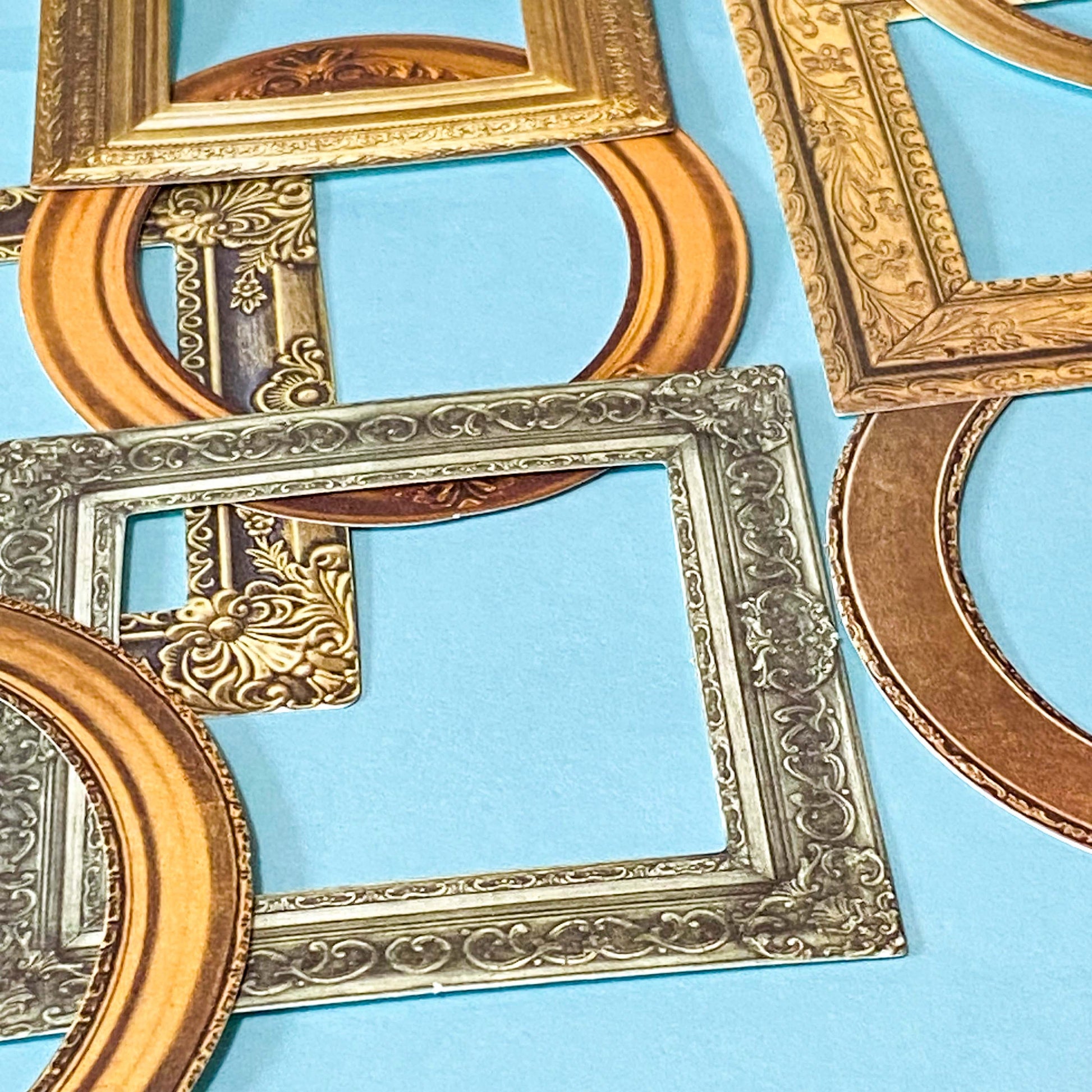 vintage ornate gold frame die cut ephemera set of 10 wrapped in kraft belly band with wax seal for journalling and scrapbooking