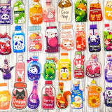 kawaii drink stickers in clear plastic cute cartoon bottle fruit juice milk sticker set of 50 colourful