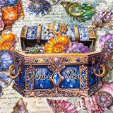 vintage seashell stickers jewel shell embellishments ornate ocean stickers inside hidden treasure chest, card die cuts