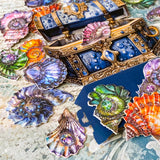 vintage seashell stickers jewel shell embellishments ornate ocean stickers inside hidden treasure chest, card die cuts