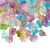 glass bead beads flower flowers bell bells bluebell pretty colourful ombre petals pink blue aqua mint wine rainbow colours uk cute kawaii 10mm 11mm 12mm craft supplies jewellery making shop store