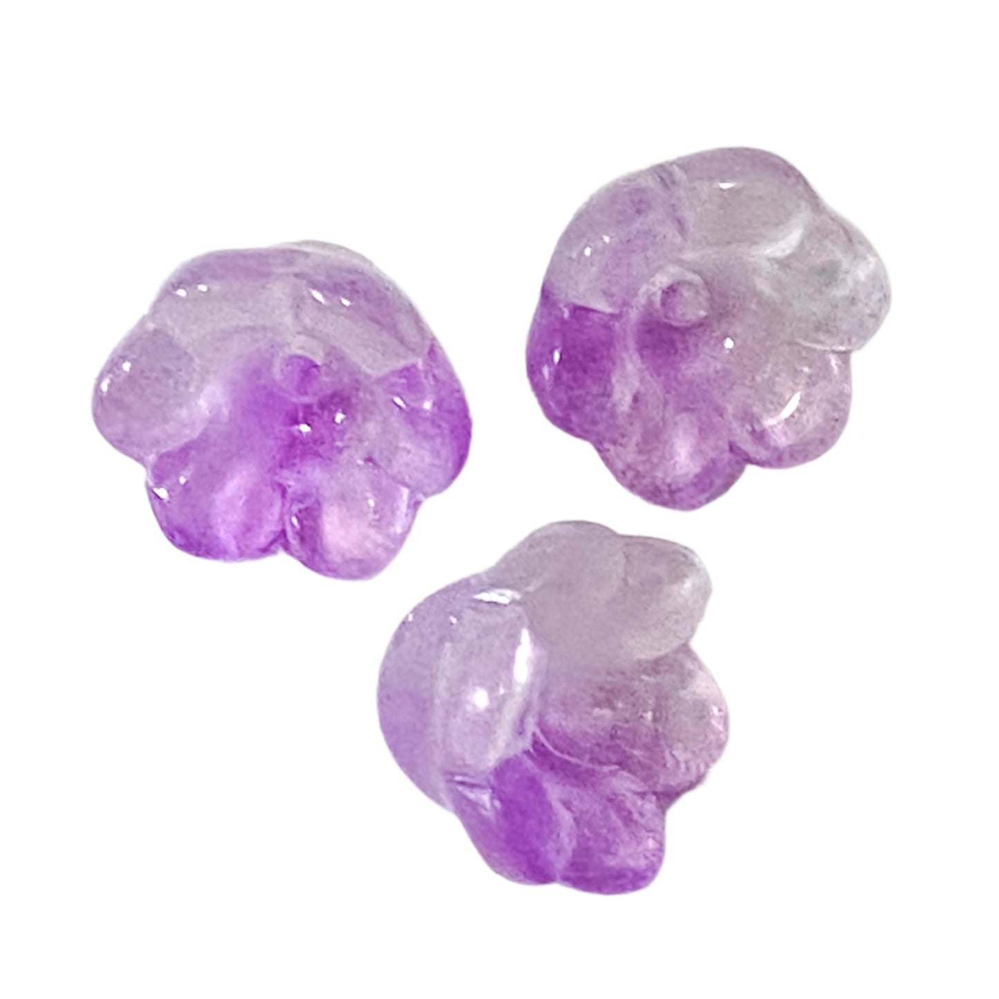 glass bead beads flower flowers bell bells bluebell pretty colourful ombre petals pink blue aqua mint wine rainbow colours uk cute kawaii 10mm 11mm 12mm craft supplies jewellery making shop store