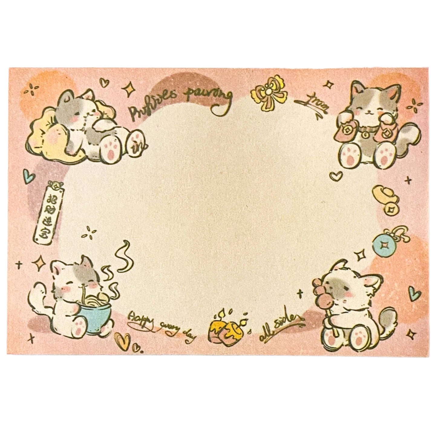 sticky memo memos pad note notepad uk cute kawaii cat cats kitten kittens colourful large big stationery shop store lilac pink green beige buff cream jumbo planner addict