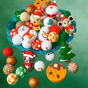 christmas festive silicone bead beads soft jewellery making supplies shop store uk cute kawaii red green gold tan brown white 15mm round jumbo large big toppers bear polar bears santa claus father mouse mice reindeer rudolph tree trees snowman snowmen christmas cookie cookies