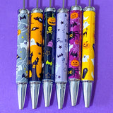 halloween build your own beaded pen pens base black biro ballpoint case orange black yellow grey purple colourful stationery supplies uk cute kawaii shop store fun activity make