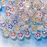 clear transparent round happy face faces bead beads plastic acrylic 10mm 1cm small pretty fun kids craft supplies jewellery making store shop uk pack set smiley smiles