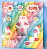 puffy effect large square re-sealable re sealable cello plastic bag bags packaging bunny bear kawaii cute rainbow colours pastel pretty spring springtime uk stationery gift gifts flower flowers cloud clouds