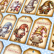 vintage retro style sepia brown antique gnome gnomes gonk gonks christmas festive card cardboard gift gifts tag tags pack set uk cute kawaii stationery packaging supplies shop store fun brown kraft