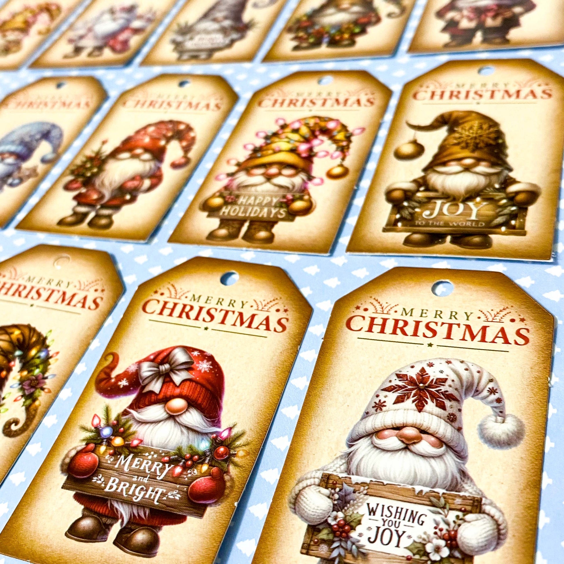 vintage retro style sepia brown antique gnome gnomes gonk gonks christmas festive card cardboard gift gifts tag tags pack set uk cute kawaii stationery packaging supplies shop store fun brown kraft