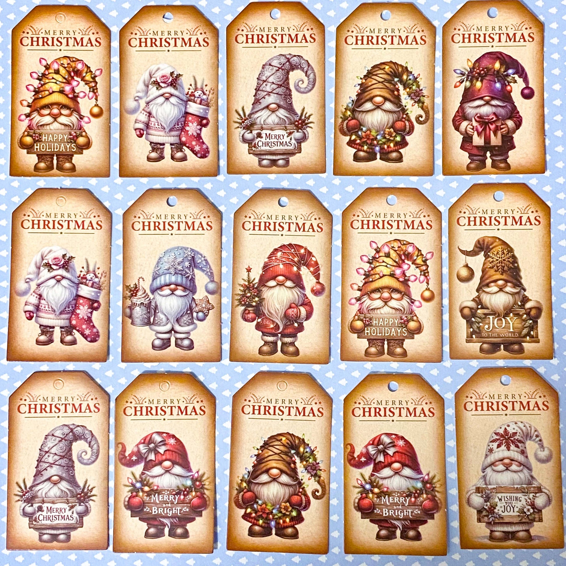 vintage retro style sepia brown antique gnome gnomes gonk gonks christmas festive card cardboard gift gifts tag tags pack set uk cute kawaii stationery packaging supplies shop store fun brown kraft