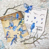 vintage style bird card stickers set, bluebirds and woodland birds, nature ephemera for journaling and scrapbooking