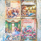 alice in wonderland scrapbook paper a5 pack vintage style illustrated journaling sheets with characters and floral scenes