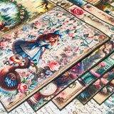 alice in wonderland scrapbook paper a5 pack vintage style illustrated journaling sheets with characters and floral scenes