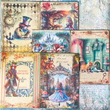 alice in wonderland scrapbook paper a5 pack vintage style illustrated journaling sheets with characters and floral scenes