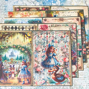 alice in wonderland scrapbook paper a5 pack vintage style illustrated journaling sheets with characters and floral scenes