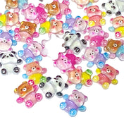 cute kawaii teddy bear bears panda pandas acrylic flatback flat back fb fbs embellishment 12mm small mini nail art craft supplies shop store uk colourful