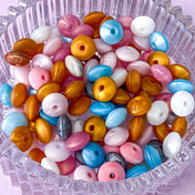 silicone spacer spacers bead beads abacus disc disk flat flattened 12mm 7mm thin bead beads uk cute kawaii craft supplies shop store pink white blue grey gold golden pretty jewellery supplies making beaded pen pens gift gifts pearl pearly pearlescent metallic 