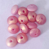 silicone spacer spacers bead beads abacus disc disk flat flattened 12mm 7mm thin bead beads uk cute kawaii craft supplies shop store pink white blue grey gold golden pretty jewellery supplies making beaded pen pens gift gifts pearl pearly pearlescent metallic 