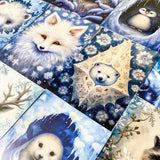 winter wintry snow snowy frost ice cold animal animals postcard postcards cards post card uk cute kawaii stationery supplies shop store blue deer moose fox arctic seal seals bear polar bears bunny rabbit rabbits hare owl owls deer leopard penguin raccoon