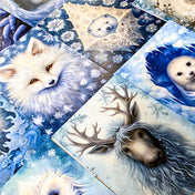 winter wintry snow snowy frost ice cold animal animals postcard postcards cards post card uk cute kawaii stationery supplies shop store blue deer moose fox arctic seal seals bear polar bears bunny rabbit rabbits hare owl owls deer leopard penguin raccoon