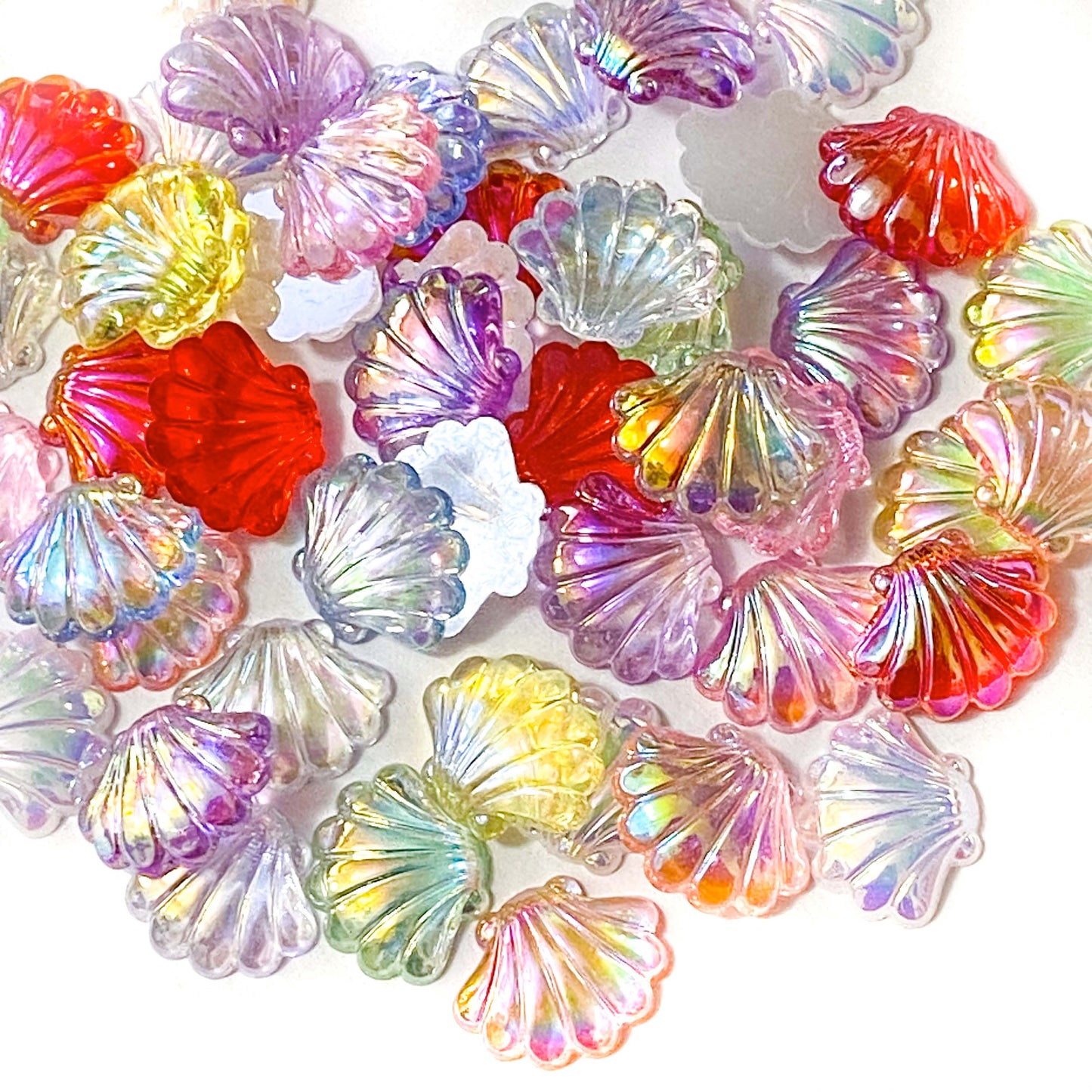 SHELL ACRYLIC Shimmer Iridescent FLATBACK 20mm BUNDLE of 15