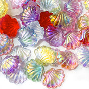 shell shells acrylic resin clear iridescent shimmer pearly ab flat back flatback flatbacks backs fb fbs uk cute kawaii craft supplies shop store colourful pretty little 2cm 20mm red yellow white clear blue pink green