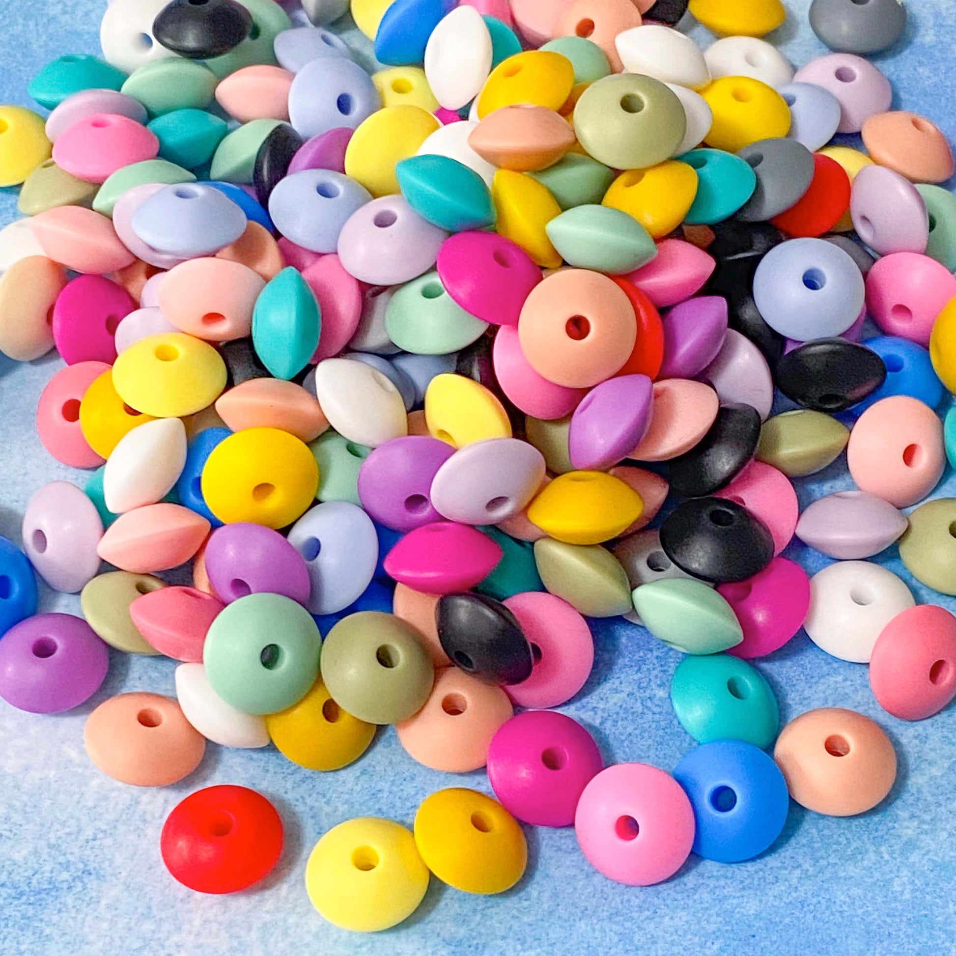 small silicone bead beads flat beans 12mm slim spacer spacers build your own pen pens beaded uk cute kawaii craft supplies stationery shop store pretty