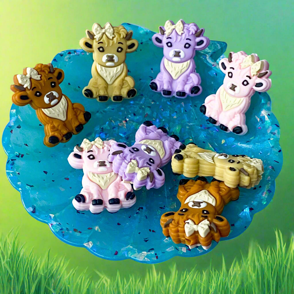 highland cattle cow cows jumbo very big large silicone bead beads for beaded pens build your own pen uk cute kawaii craft supplies jewellery making stationery shop store pink lilac brown