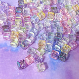 cube cubes square bead beads clear iridescent sparkly 8mm 7mm transparent craft supplies shop store jewellery making shop store uk cute kawaii pretty pastel colours