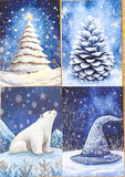 christmas snow snowy postcard postcards post card cards uk cute kawaii festive stationery set bundle blue midnight sky stars teddy bear snowglobe snow globe polar angel snowman present stocking pretty deep bird woodland tree