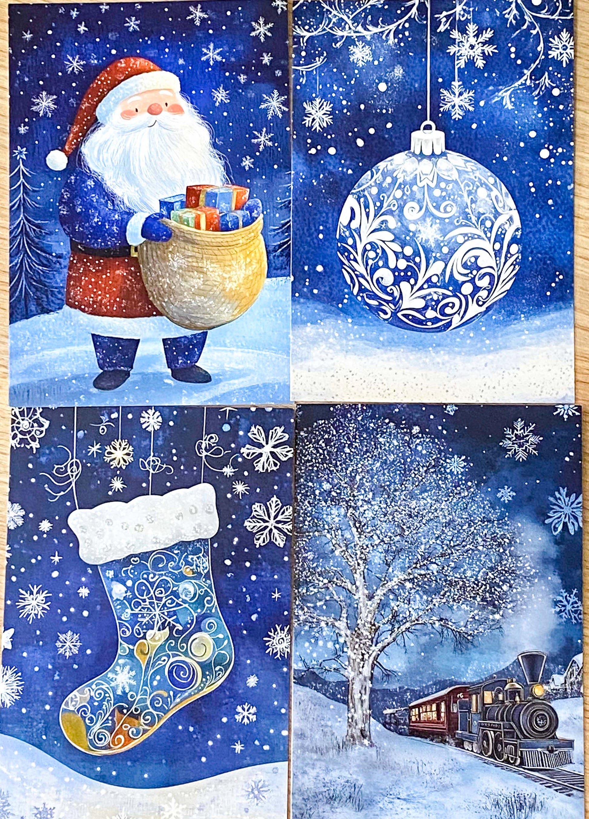 christmas snow snowy postcard postcards post card cards uk cute kawaii festive stationery set bundle blue midnight sky stars teddy bear snowglobe snow globe polar angel snowman present stocking pretty deep bird woodland tree